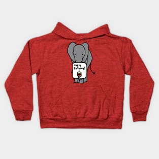 Animals Birthday Greetings Elephant says Happy Birthday Kids Hoodie